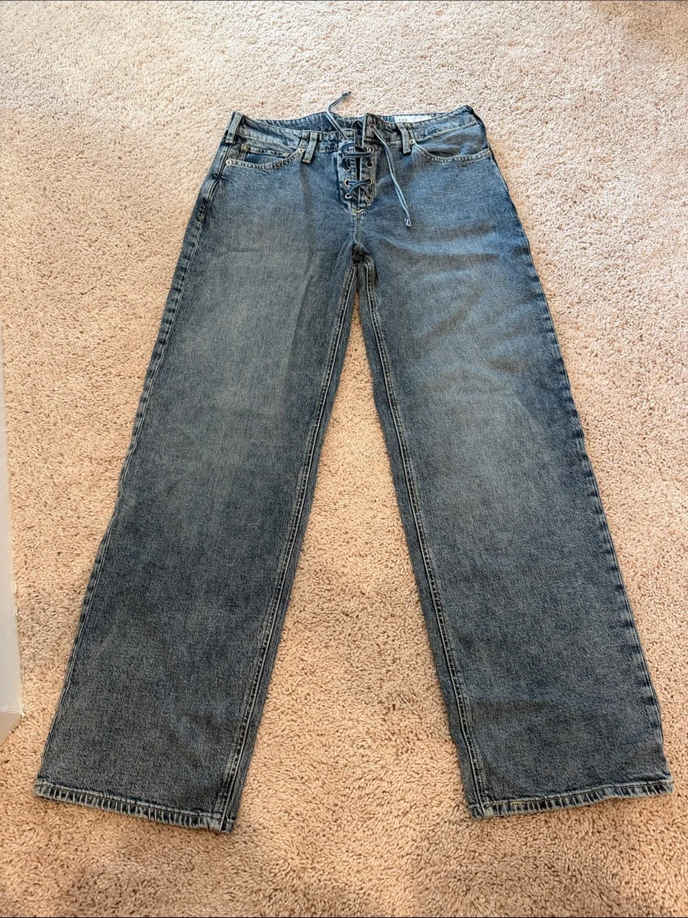 GAP 90’s loose low Rise Lace-Up Jeans - Blue